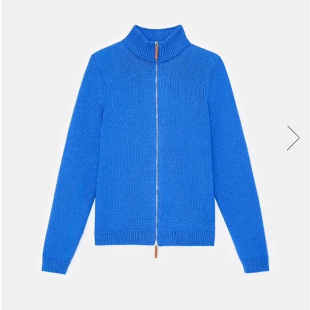 NWT LAFAYETTE 148 New York COTTON-SILK TAPE KNIT BOMBER in XL in Classic Cobalt